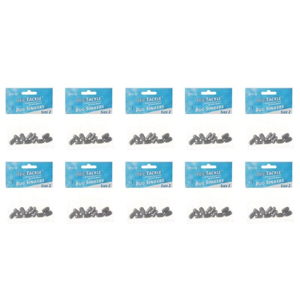 10x 12PK Jarvis Walker Bug Fishing Sinkers - Size 2