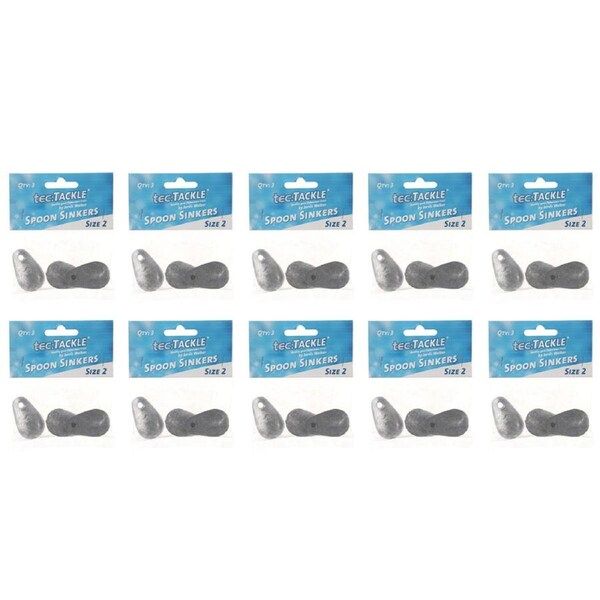 10x 3PK Jarvis Walker Spoon Fishing Sinkers - Size 2