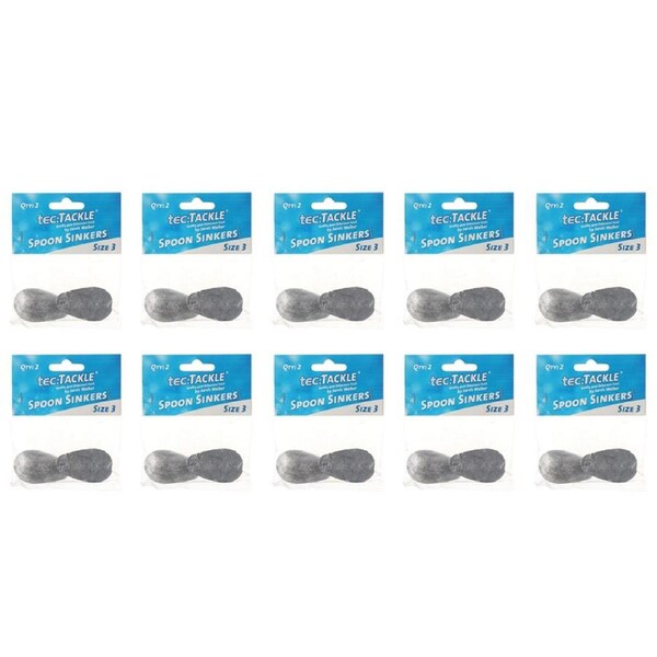 10x 2PK Jarvis Walker Spoon Fishing Sinkers - Size 3