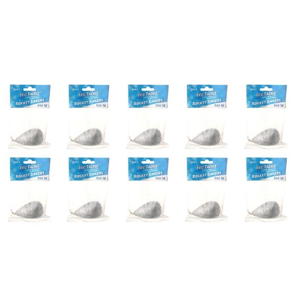 10PK Jarvis Walker Rocket Fishing Sinkers 440gm Bomb & Swivel Sinker - Size 16