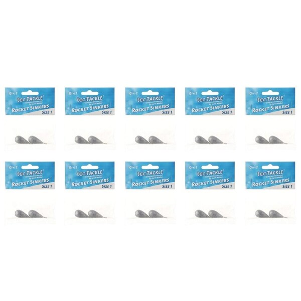 10x 2PK Jarvis Walker Rocket Fishing Sinkers 27gm Bomb & Swivel Sinker - Size 1