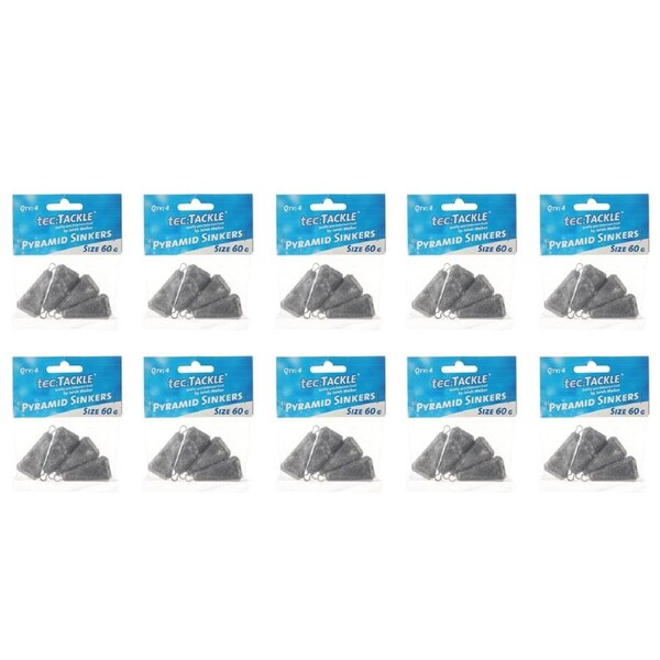 10x 4PK Jarvis Walker Pyramid Fishing Sinkers - Size 60g