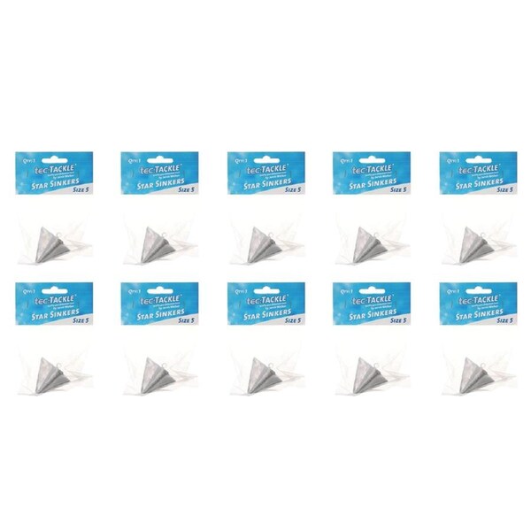 10PK Jarvis Walker Star Fishing Sinkers Value Pack - Size 5