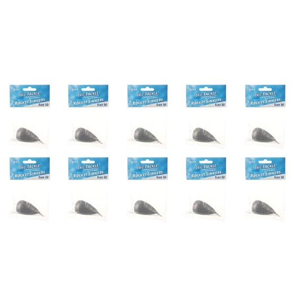 10PK Jarvis Walker Rocket Fishing Sinkers 280gm Bomb & Swivel Sinker - Size 10