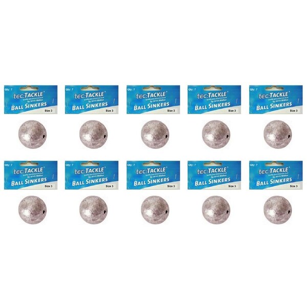10x 7pc Jarvis Walker Ball Fishing Pre Packed Sinkers - Size 3