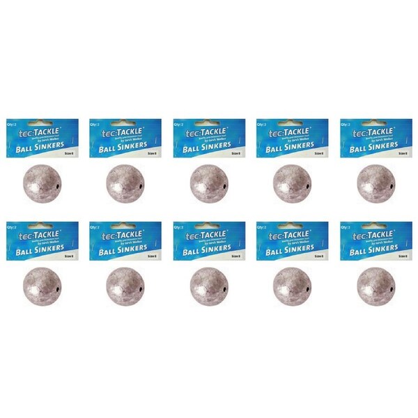 10x 2pc Jarvis Walker Ball Fishing Pre Packed Sinkers - Size 8