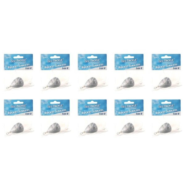 10PK Jarvis Walker Rocket Fishing Sinkers 230gm Bomb & Swivel Sinker - Size 8