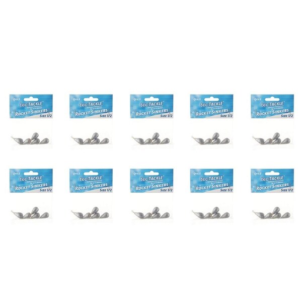 10x 5PK Jarvis Walker Rocket Fishing Sinkers - Size 1/2