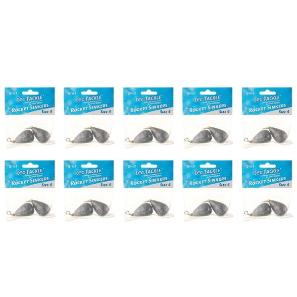 10x 2PK Jarvis Walker Rocket Fishing Sinkers - Size 4