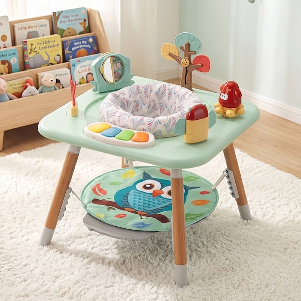 PlayPals Baby Activity Centre Jumper 360° Rotary Seat 5-level Adjustable Heights Green