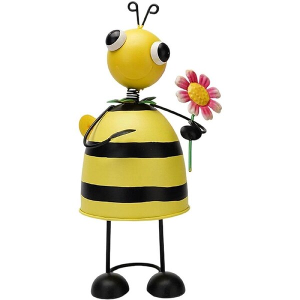 Garden Bee Statue Outdoor Ornament Iron Craft Desk Lawn Decoration Metal Bee Figurine