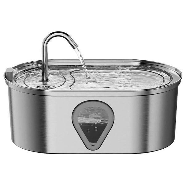 304 Stainless Steel Pet Water Fountain 3.5L Cat Dog Drinking Dispenser Filter