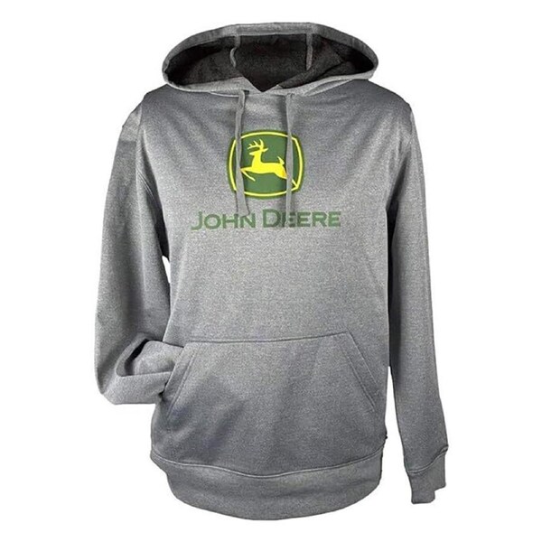 John Deere Performance Poly Mens Hoodie/Jumper/Pullover Grey/Flouro M