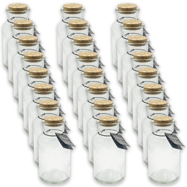24PK Glass & Co Courtney Push Cork Lid Round Storage Bottle Jar 570ml Clear