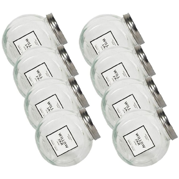 8PK Glass & Co Willow Premium Tilt Silver Screw Lid Storage Jar 1.6L Clear