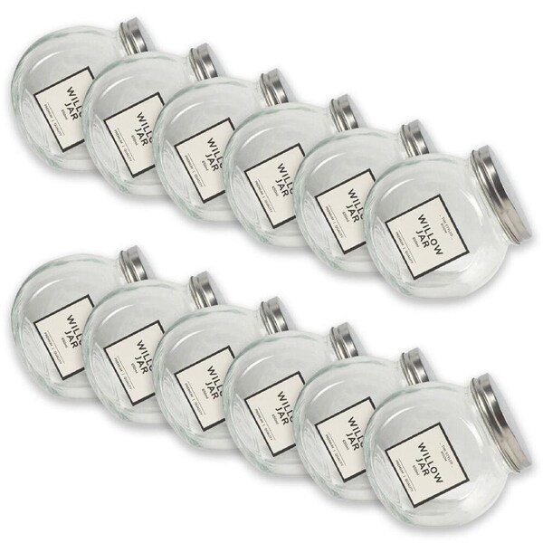12PK Glass & Co Willow Premium Tilt Silver Screw Lid Storage Jar 650ml Clear