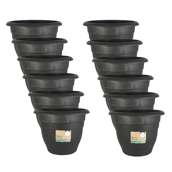 12PK Antheia Round Outdoor Gardening Plastic Planter Pot 40cm Assorted