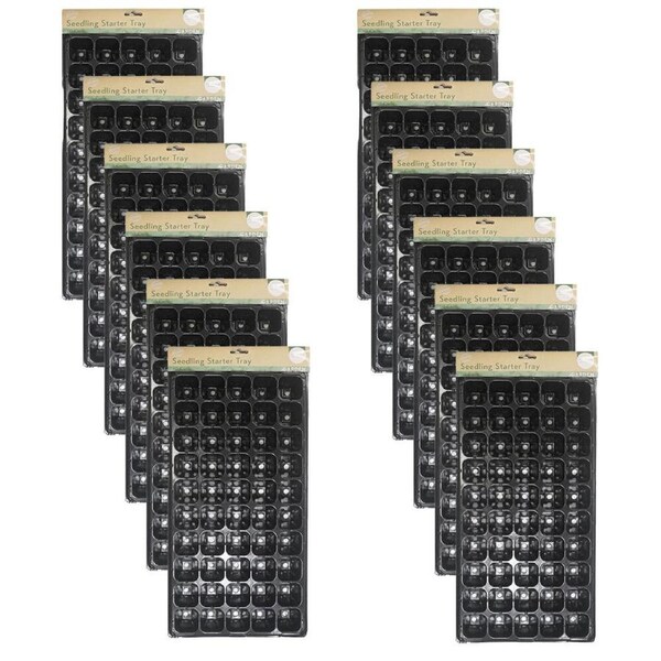 12PK Antheia 50 Cell Seedling Outdoor Gardening Starter Planter Tray Black