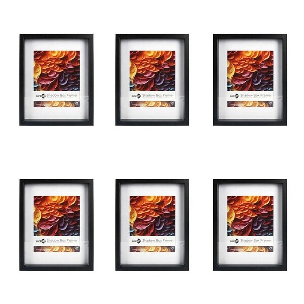6PK Unigift Shadow Box Wooden/Glass Picture Photo Frame 28x35cm/20x25cm Black