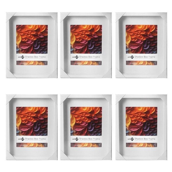6PK Unigift Shadow Box Wooden/Glass Picture Photo Frame 28x35cm/20x25cm White