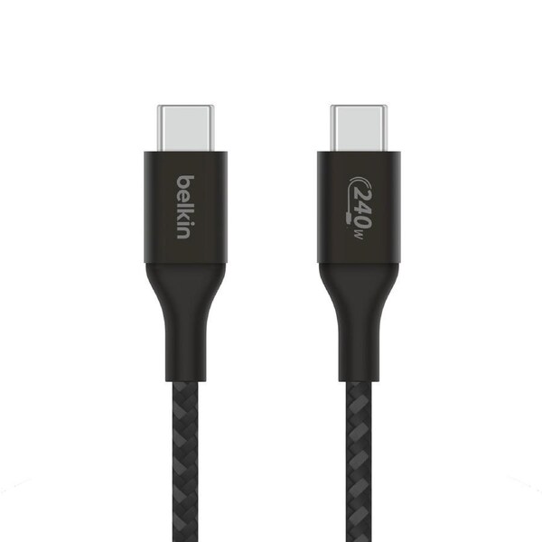 Belkin Boostcharge Usb-C To Usb-C Cable (2M) - Black (Cab015Bt2Mbk), 240W, 30K+ Bend, Double Braided, Samsung Galaxy, Ipad, Macbook, 2 Years Warranty