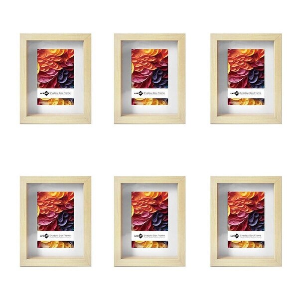 6PK Unigift Shadow Box Wooden/Glass Picture Photo Frame 15x20cm/10x15cm Natural
