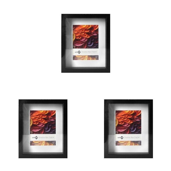 3PK Unigift Shadow Box Wooden/Glass Picture Photo Frame 20x25cm/13x18cm Black