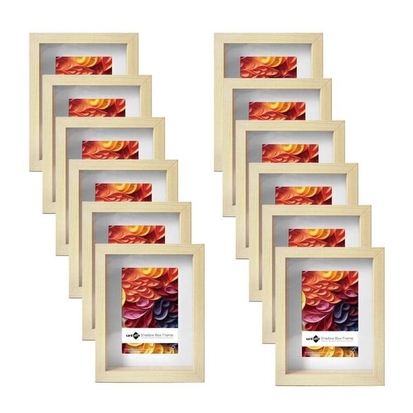 12PK Unigift Shadow Box Wooden/Glass Picture Photo Frame 15x20cm/10x15cm Natural