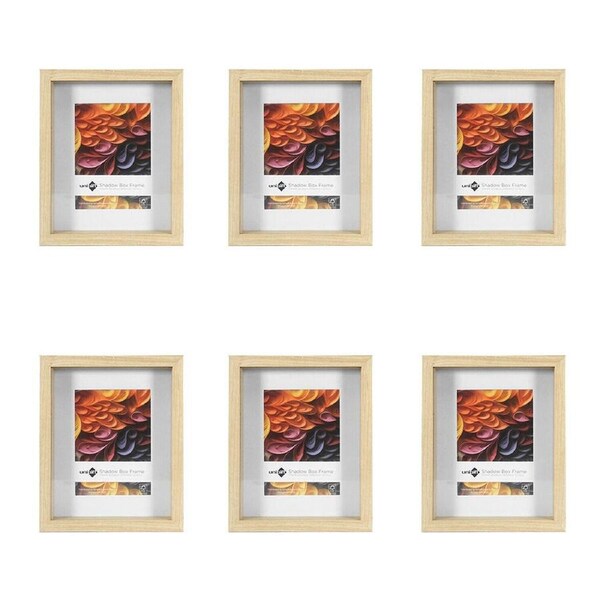 6PK Unigift Shadow Box Wooden/Glass Picture Photo Frame 20x25cm/13x18cm Natural