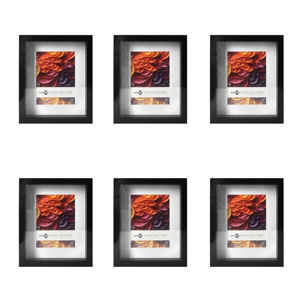 6PK Unigift Shadow Box Wooden/Glass Picture Photo Frame 20x25cm/13x18cm Black