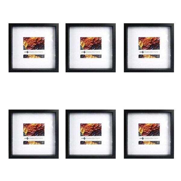 6PK Unigift Shadow Box Wooden/Glass Picture Photo Frame 30x30cm/15x15cm Black