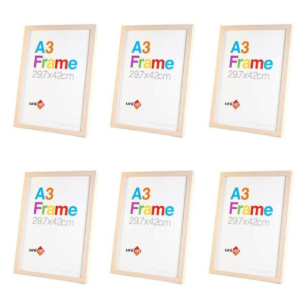 6PK Unigift A3 Wooden/Glass Poster Picture Photo Frame 29.7x42cm Natural