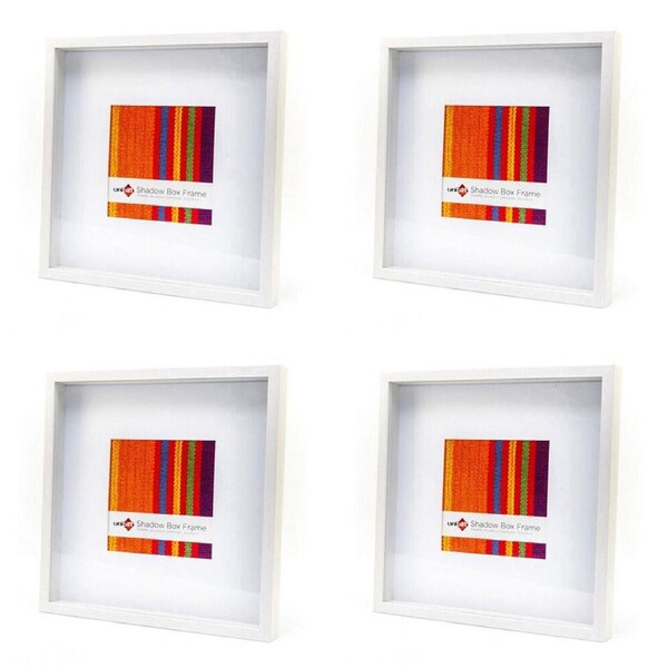 4PK Unigift Shadow Box Wooden/Glass Picture Photo Frame 40x40cm/20x20cm White