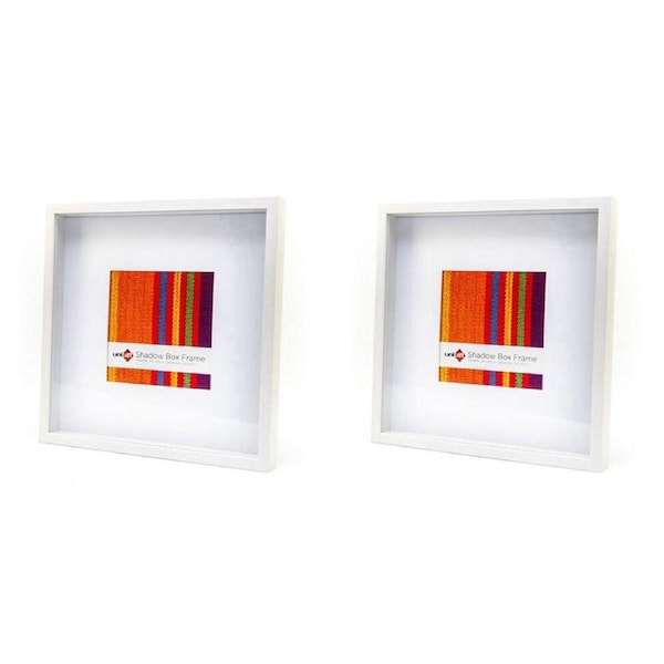 2PK Unigift Shadow Box Wooden/Glass Picture Photo Frame 40x40cm/20x20cm White
