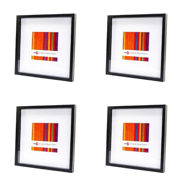 4PK Unigift Shadow Box Wooden/Glass Picture Photo Frame 40x40cm/20x20cm Black