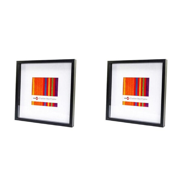 2PK Unigift Shadow Box Wooden/Glass Picture Photo Frame 40x40cm/20x20cm Black