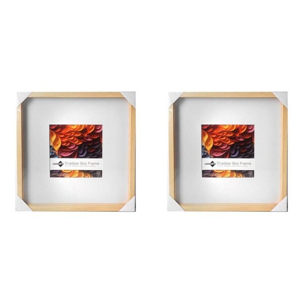 2PK Unigift Shadow Box Wooden/Glass Picture Photo Frame 40x40cm/20x20cm Natural