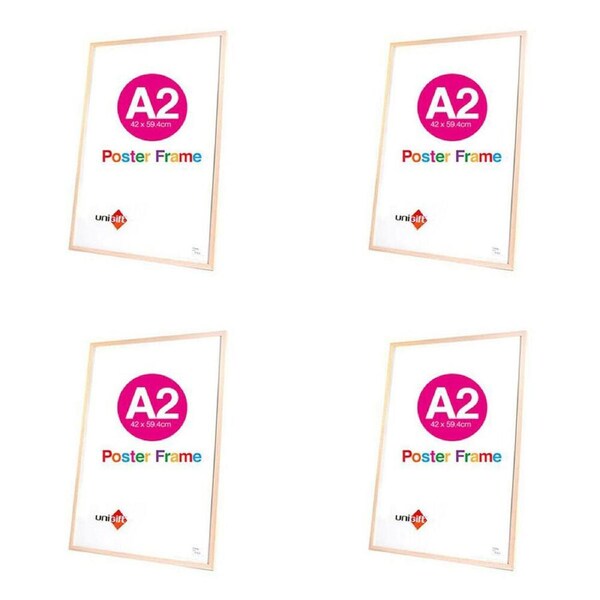 4PK Unigift A2 Wooden/Glass Poster Picture Photo Frame 42x59.4cm Natural