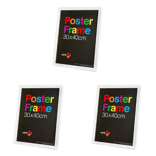 3PK Unigift Wooden/Glass Hanging Poster Picture Photo Frame 30x40cm White