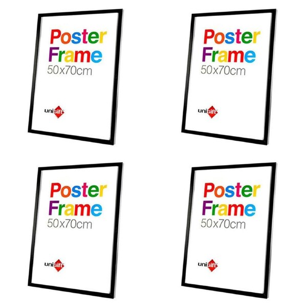 4PK Unigift Wooden/Glass Hanging Poster Picture Photo Frame 50x70cm Black