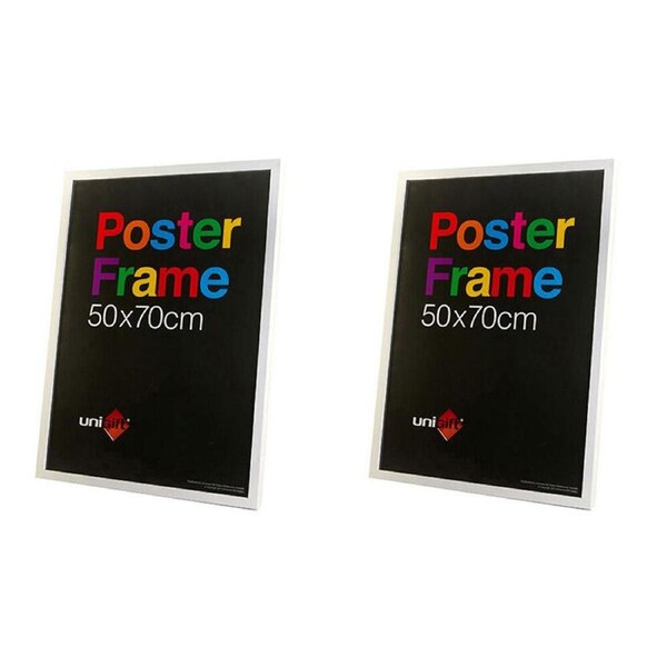 2PK Unigift Wooden/Glass Hanging Poster Picture Photo Frame 50x70cm White