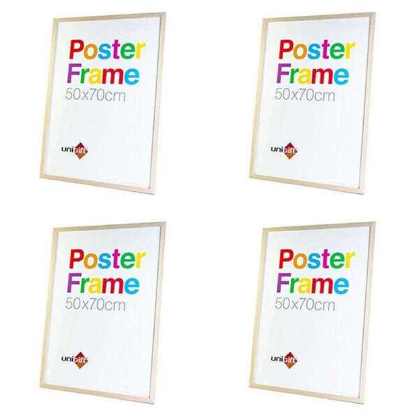 4PK Unigift Wooden/Glass Hanging Poster Picture Photo Frame 50x70cm Natural