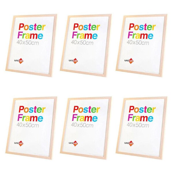 6PK Unigift Wooden/Glass Hanging Poster Picture Photo Frame 40x50cm Natural
