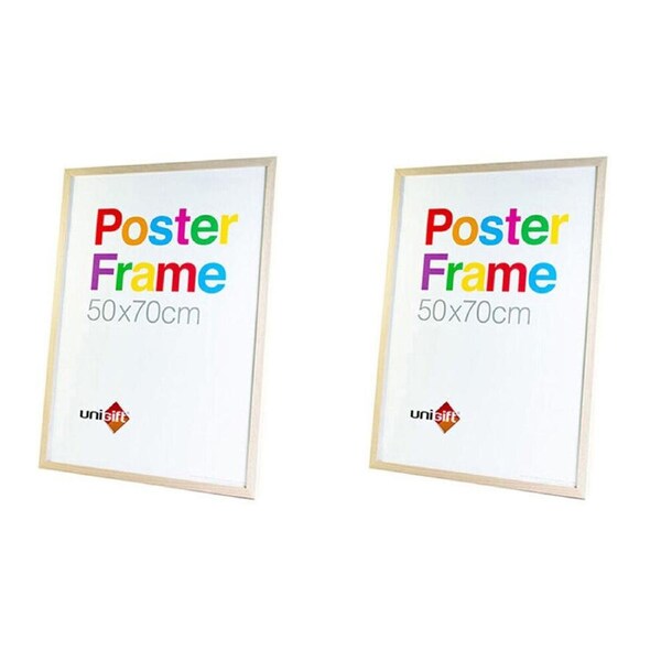 2PK Unigift Wooden/Glass Hanging Poster Picture Photo Frame 50x70cm Natural