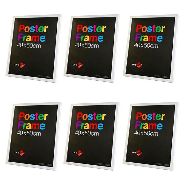 6PK Unigift Wooden/Glass Hanging Poster Picture Photo Frame 40x50cm White