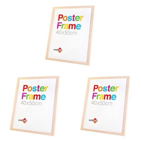 3PK Unigift Wooden/Glass Hanging Poster Picture Photo Frame 40x50cm Natural