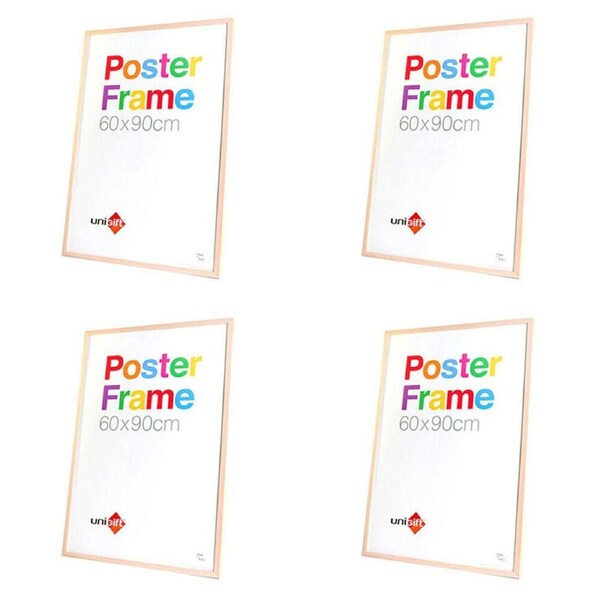 4PK Unigift Wooden/Glass Hanging Poster Picture Photo Frame 60x90cm Natural