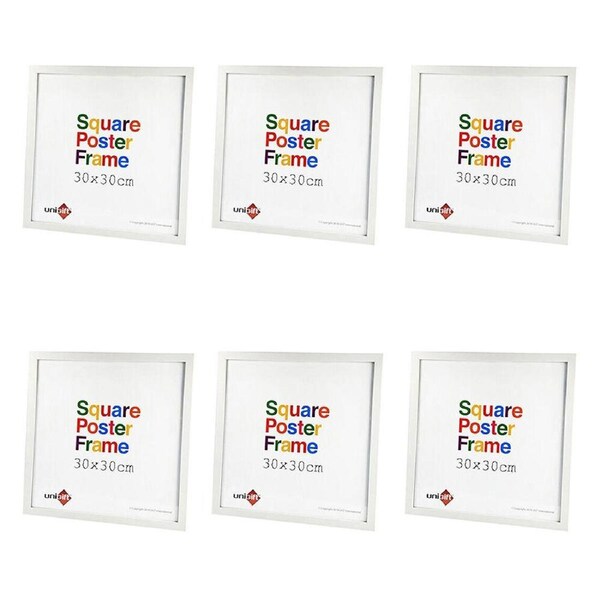 6PK Unigift Square Poster Wooden/Glass Picture Photo Frame 30x30cm White
