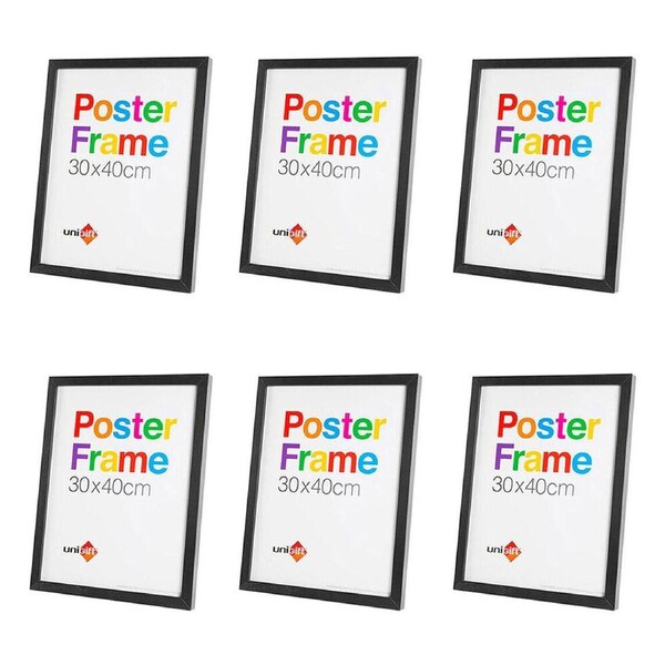 6PK Unigift Wooden/Glass Hanging Poster Picture Photo Frame 30x40cm Black