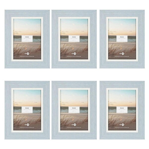 6PK Unigift Dune Glass Home Decor Picture Photo Frame 13x18cm Blue & White